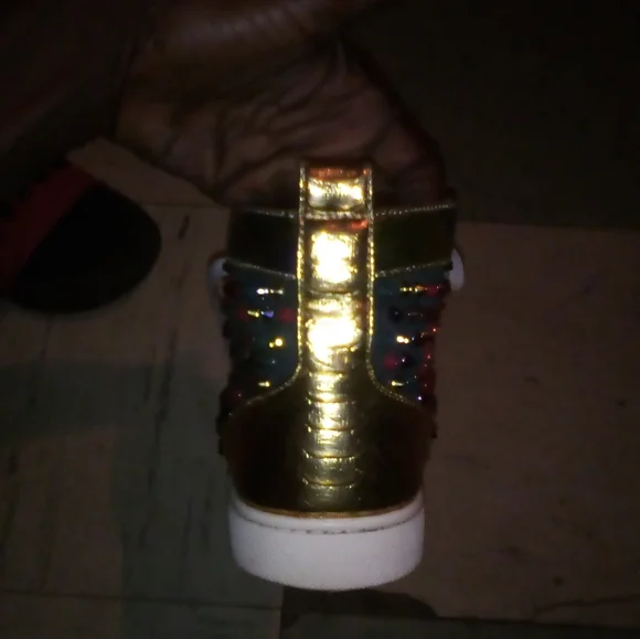 Christian Louboutin High Top Laminato Dino Spikes Yang Louis Muti-color  Size 10 - Picture 7 of 16
